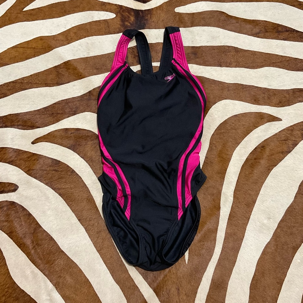 Speedo One Piece Swimsuit Hot Pink and Black size 8/34 - Picture 2 of 6